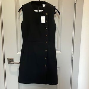 Veronica Beard Cutler Snap dress, black sleeveless zip back size 4